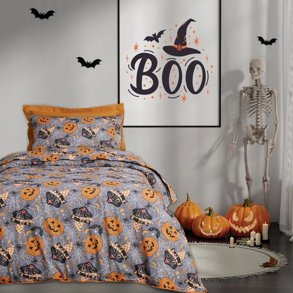 Σεντόνια Παιδικά 4968 (Σετ 3τμχ) Grey-Orange Das Home Μονό 170x260cm Βαμβάκι-Πολυέστερ