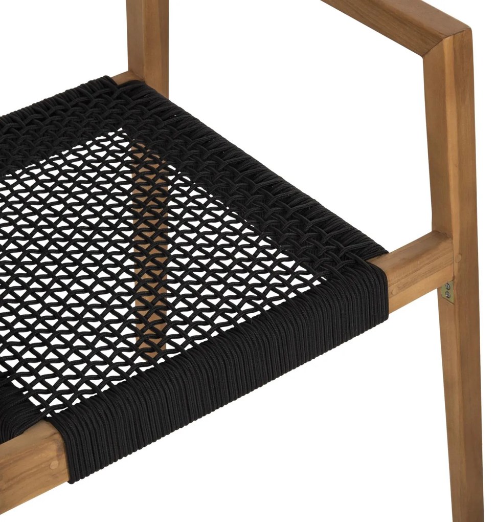 Πολυθρόνα CHARLOTTE Ξύλο Teak Φυσικό και Μαύρο Σχοινί 59x54x83Yεκ. 59x54x83 εκ.
