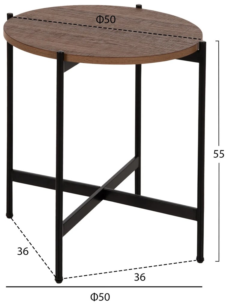 ΣΕΤ 2ΤΜΧ ΤΡΑΠΕΖΙΑ ΣΑΛΟΝΙΟΥ RONDA HM21089.03 MDF ΣΕ ΚΑΡΥΔΙ ΧΡΩΜΑ Φ80εκ &amp; Φ50εκ