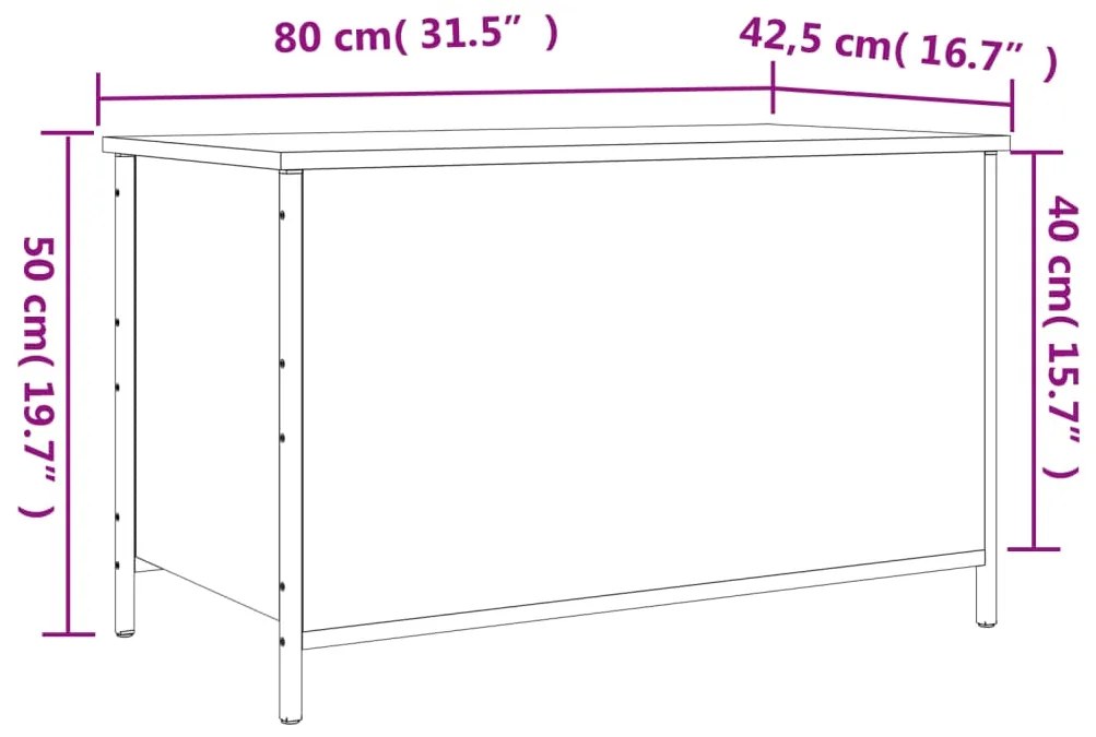 Παγκάκι Αποθήκευσης Καφέ Δρυς 80x42,5x50 εκ. από Επεξ. Ξύλο - Καφέ