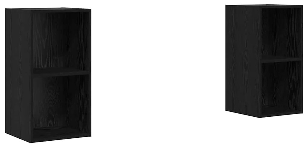 vidaXL Τηλεοπτική Κάβα Τοίχου 2 pcs Μαύρη Δρυς 37 x 37 x 72 εκ