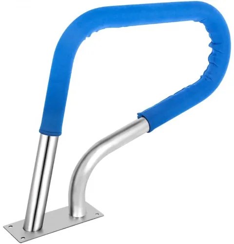 VEVOR Pool Rail 30x22&quot; Pool Railing 304 Stainless Steel 250LBS Load Capacity Silver Rustproof Pool Handrail Humanized Swimming Pool Handrail with Blue Grip Cover &amp; M8 Drill Bit &amp; Self-taping Screws