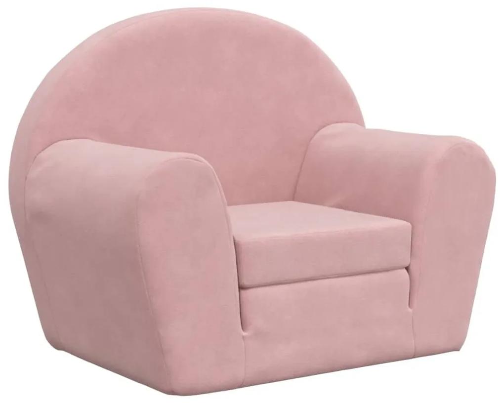 Καναπές/Κρεβάτι Παιδικός Ροζ από Μαλακό Βελουτέ Ύφασμα - Ροζ
