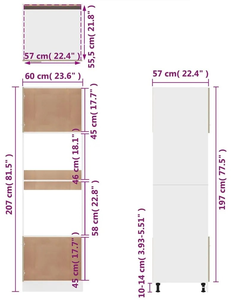 Ντουλάπι Φ. Μικροκιμάτων Καπνιστή Δρυς 60x57x207εκ. Επεξ. Ξύλο - Καφέ