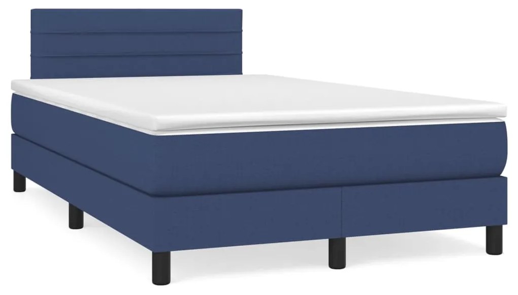 Κρεβάτι Boxspring με Στρώμα Μπλε 120x200 εκ. Υφασμάτινο - Μπλε