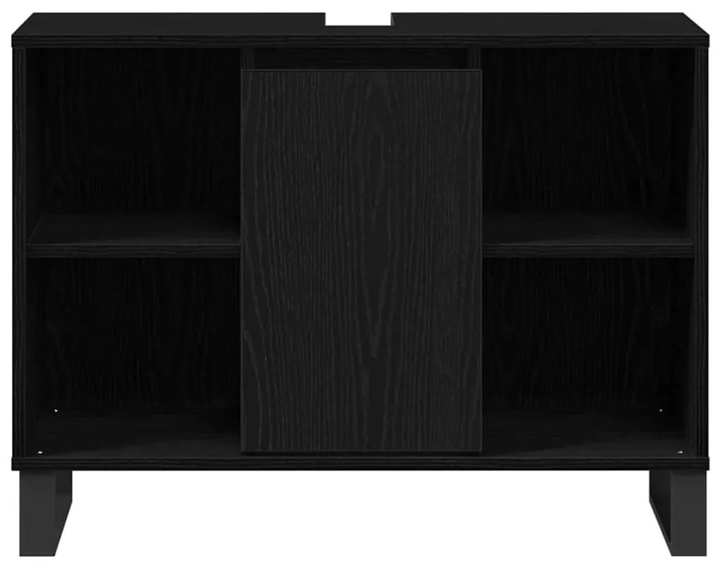 vidaXL Ντουλάπι Μπάνιου Μαύρο 80 x 33 x 60 εκ Επεξεργασμένο ξύλο