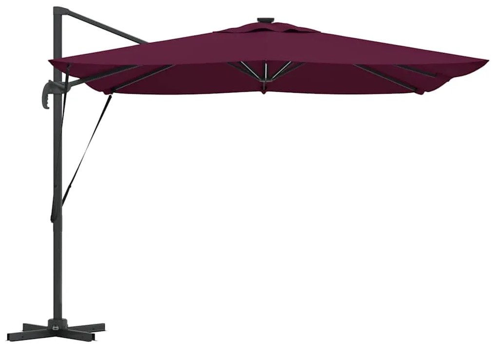 vidaXL Cantilever Roma Παράσολα με LED σε Bordeaux Red, 286 x 285 x 270 εκ. από αλουμίνιο.