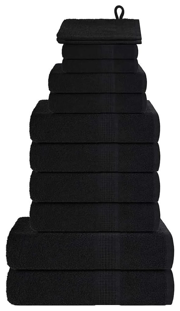 vidaXL Σετ Πετσετών 12 Τεμαχίων FROGN Μαύρο 360 γρ./μ²