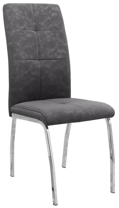 Καρέκλα τραπεζαρίας Alma Megapap γκρι PU - μεταλλικό πόδι χρωμίου 42x53x97εκ.