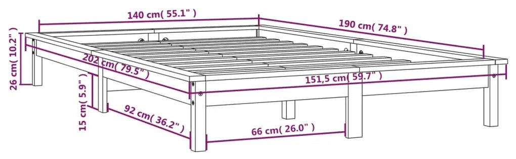 ΠΛΑΙΣΙΟ ΚΡΕΒΑΤΙΟΥ WEISS 140 X 190 ΕΚ. ΑΠΟ ΜΑΣΙΦ ΞΥΛΟ ΠΕΥΚΟΥ 820587