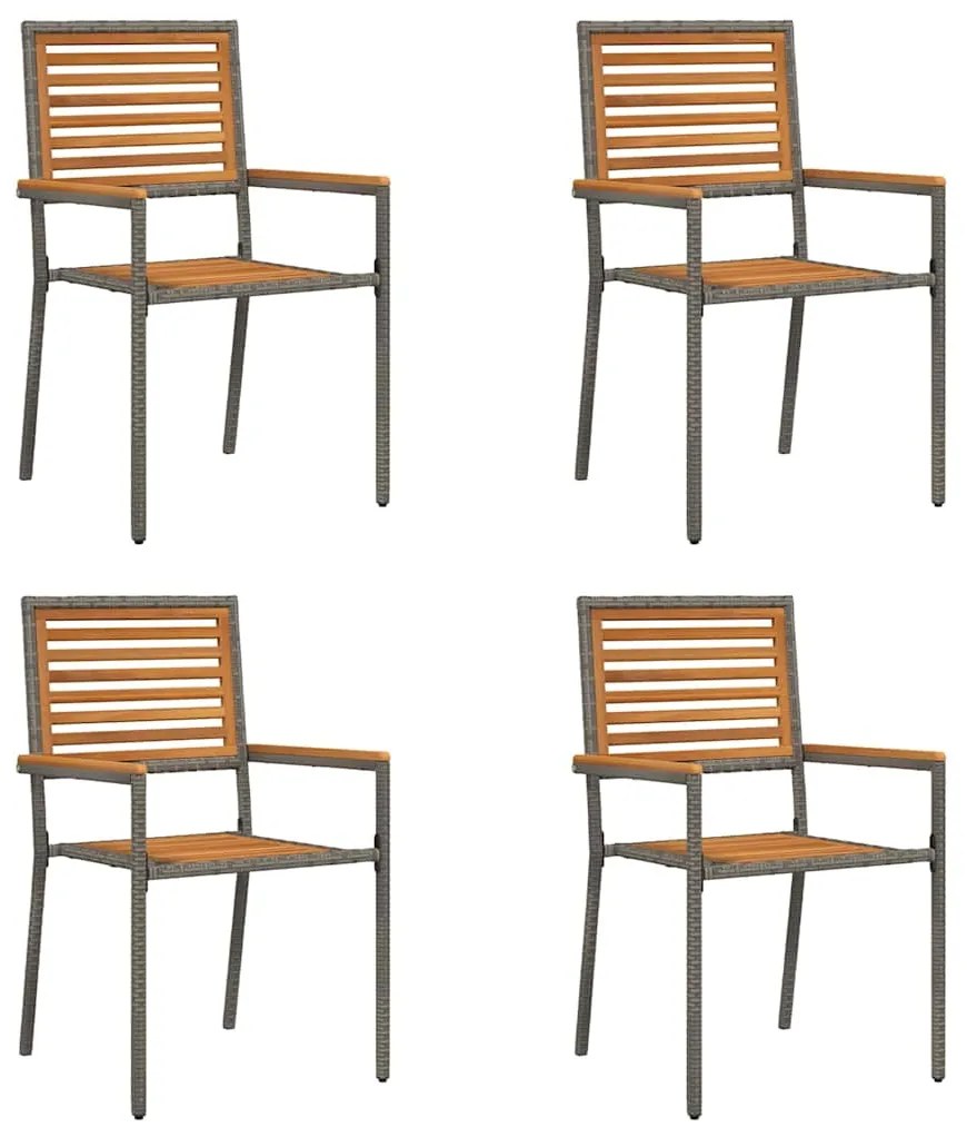vidaXL Καρέκλες κήπου που σωριάζονται 4 pcs Καφέ, Γκρί