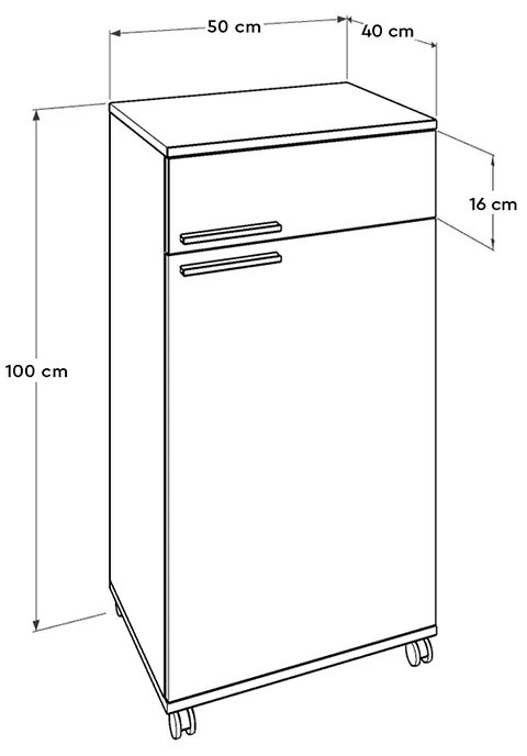 Ντουλάπι Diamond Megapap τροχήλατο σε χρώμα λευκό 50x40x100εκ. - GP009-0045 - GP009-0045