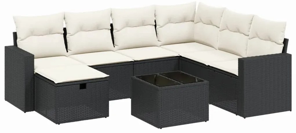 vidaXL Σαλόνι Κήπου 8 Τεμαχίων Μαύρο από Συνθετικό Ρατάν με Μαξιλάρια