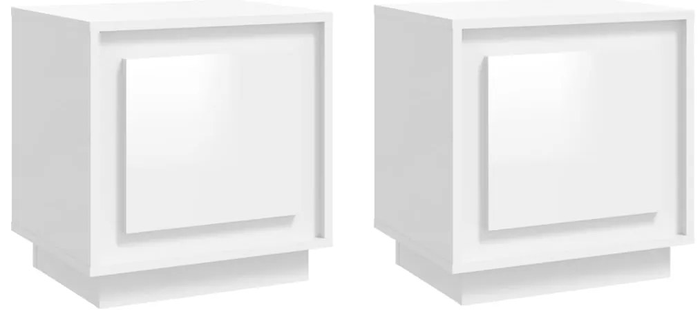 vidaXL Κομοδίνα 2 τεμ. Γυαλιστερό Λευκό 44x35x45 εκ Επεξεργασμένο Ξύλο