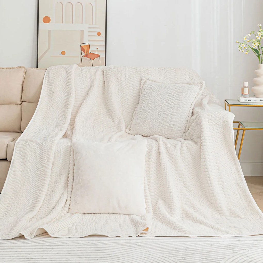 Γούνινο Ριχτάρι Τριθέσιου Καναπέ (180x320) Silk Fashion NX201 Ivory