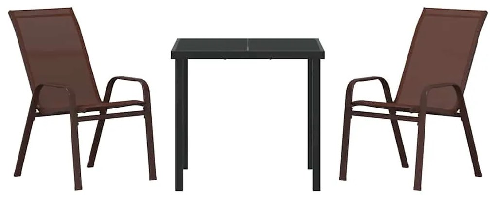 vidaXL Σέτ φαγητού για κήπο 3 pcs Καφέ και Μαύρο Ατσάλι με Πούδρα