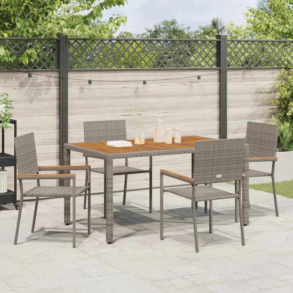 vidaXL Καρέκλες κήπου που σωριάζονται 4 pcs Γκρι, Καφέ