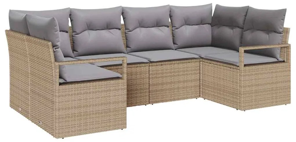 vidaXL Σετ Καναπέ Κήπου 6 pcs Μπεζ Πολυ ράταν