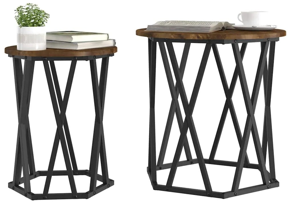 vidaXL Τραπεζάκι σαλονιού 2 pcs Καπνιστή δρυς 50 x 50 x 50 cm