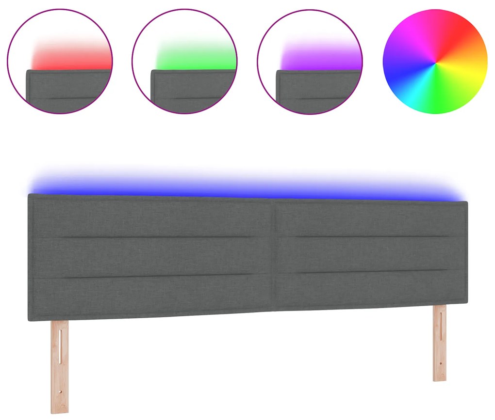 vidaXL LED Κεφαλάρι Σχεδίασης Γραμμών Σκούρο Γκρίζο 90 εκ Υφάσμα