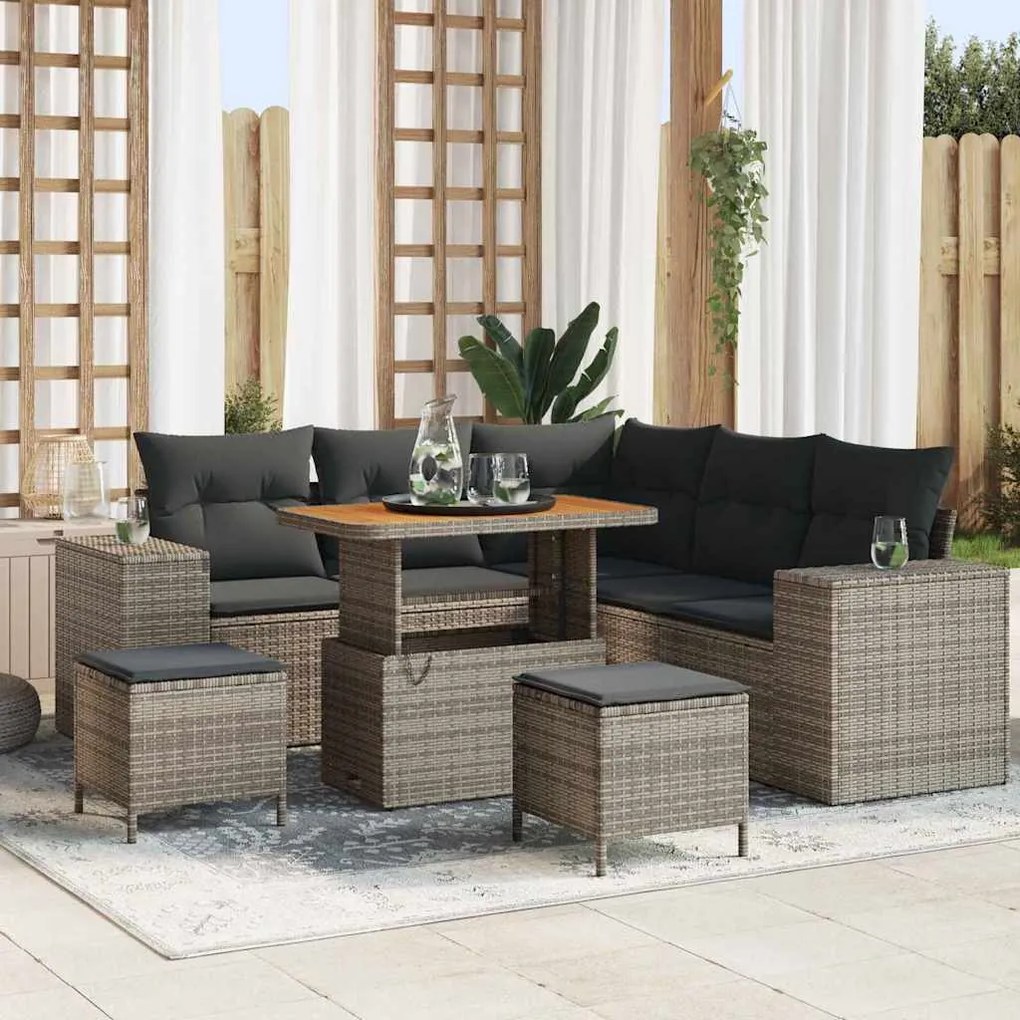 vidaXL Σετ Καναπέ Κήπου 8 pcs Γκρι συνθετικό ρατάν