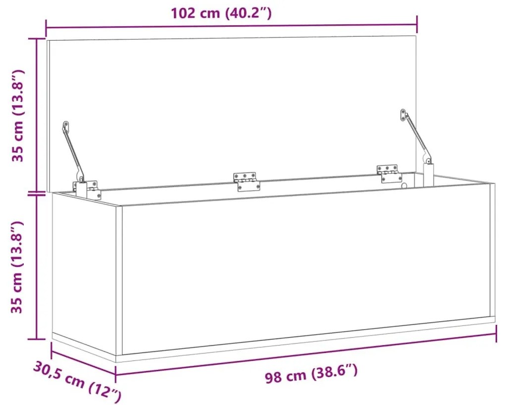 Κουτί Αποθήκευσης Γκρι sonoma 102x35x35 εκ. Επεξεργασμένο Ξύλο - Γκρι