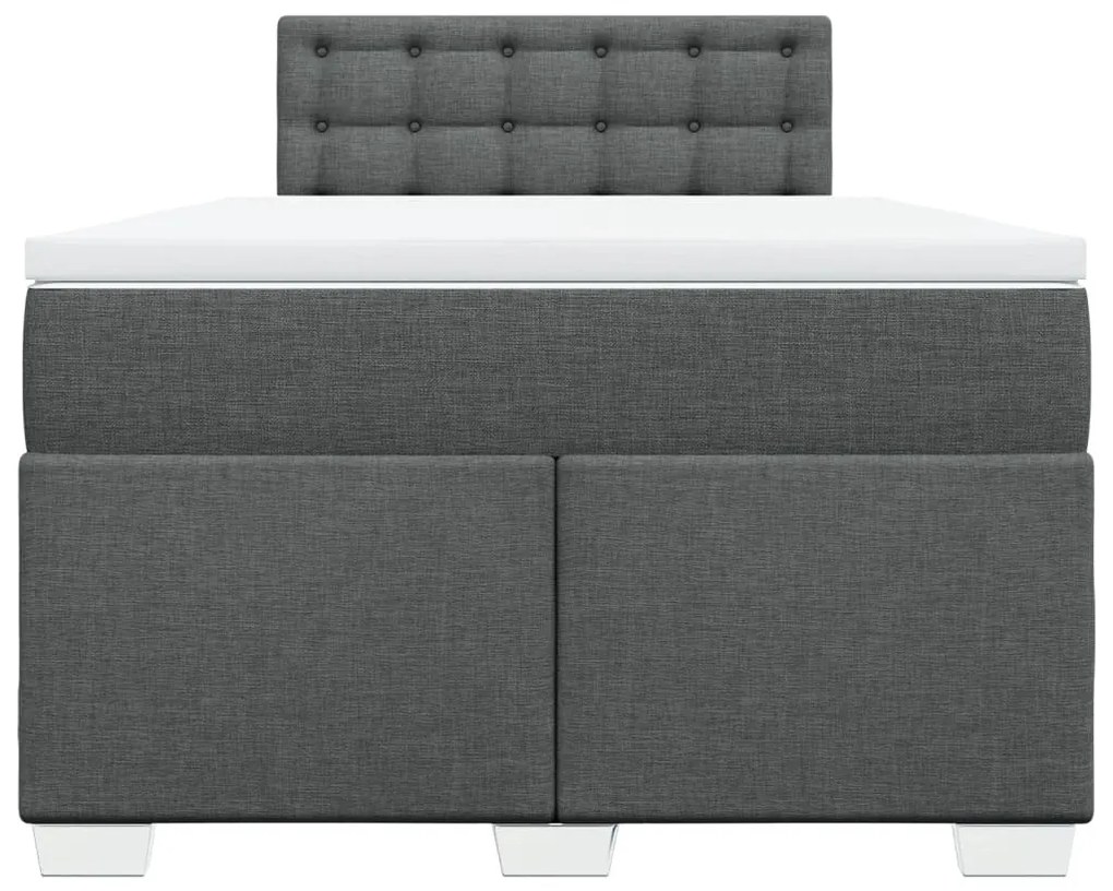 vidaXL Κρεβάτι Boxspring με Στρώμα Σκούρο Γκρι 120x200 εκ. Υφασμάτινο