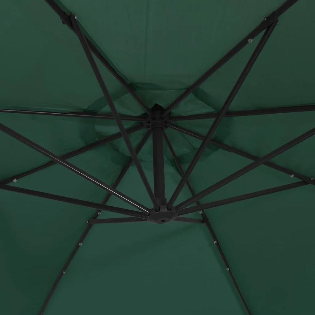 Ομπρέλα Κρεμαστή Πράσινη 350 εκ. με Μεταλλικό Ιστό και LED - Πράσινο