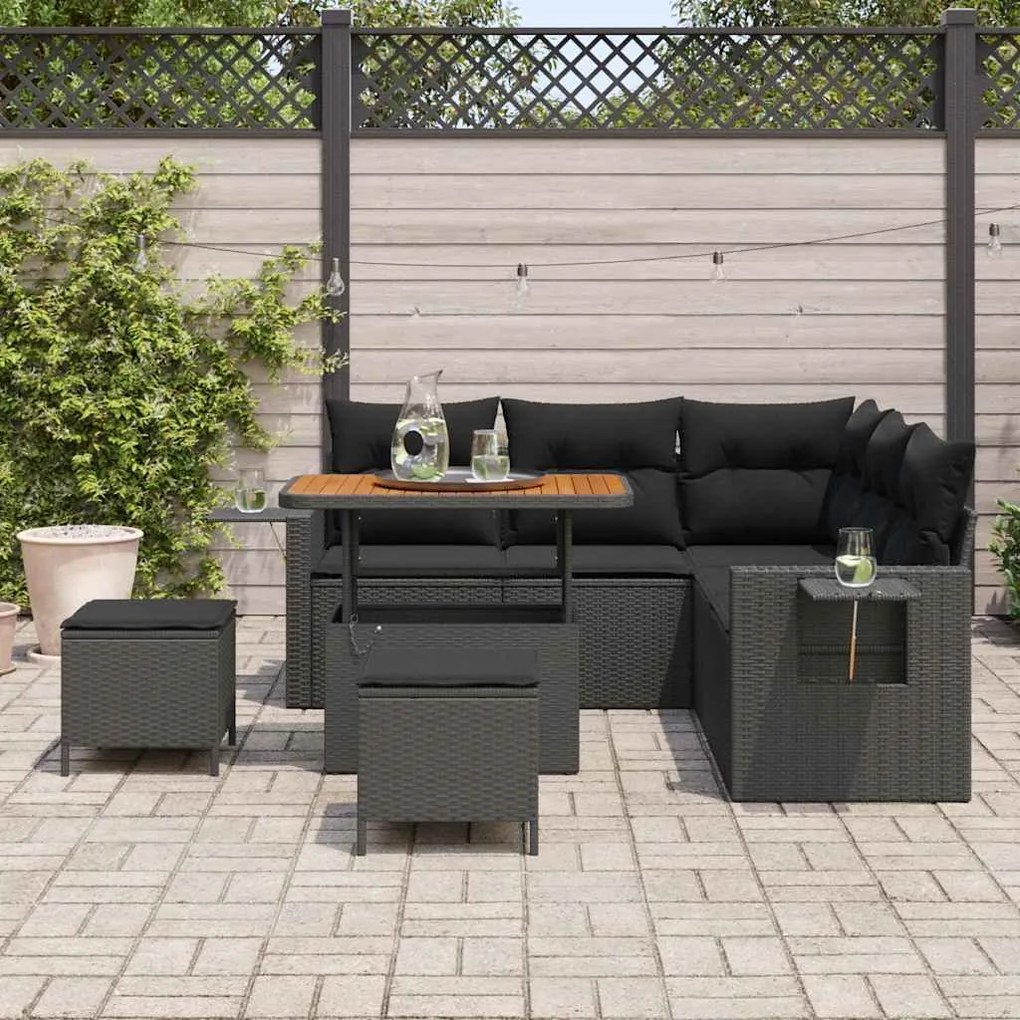 vidaXL Σετ Καναπέ Κήπου 8 pcs Μαύρο συνθετικό ρατάν