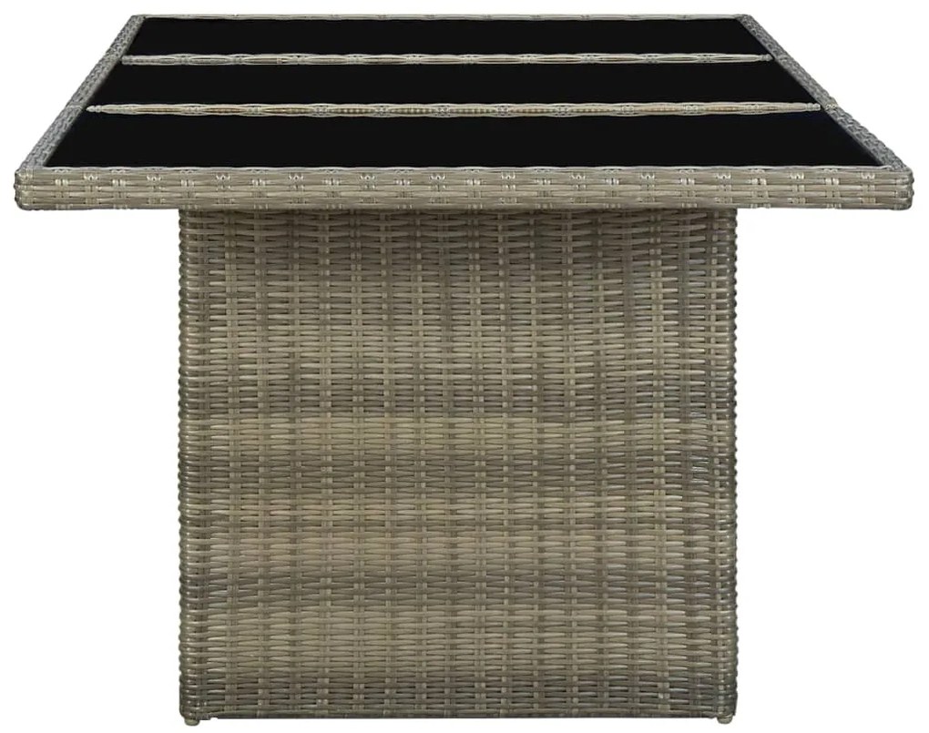 vidaXL Τραπέζι Κήπου Καφέ Συνθετικό Ρατάν / Ψημένο Γυαλί