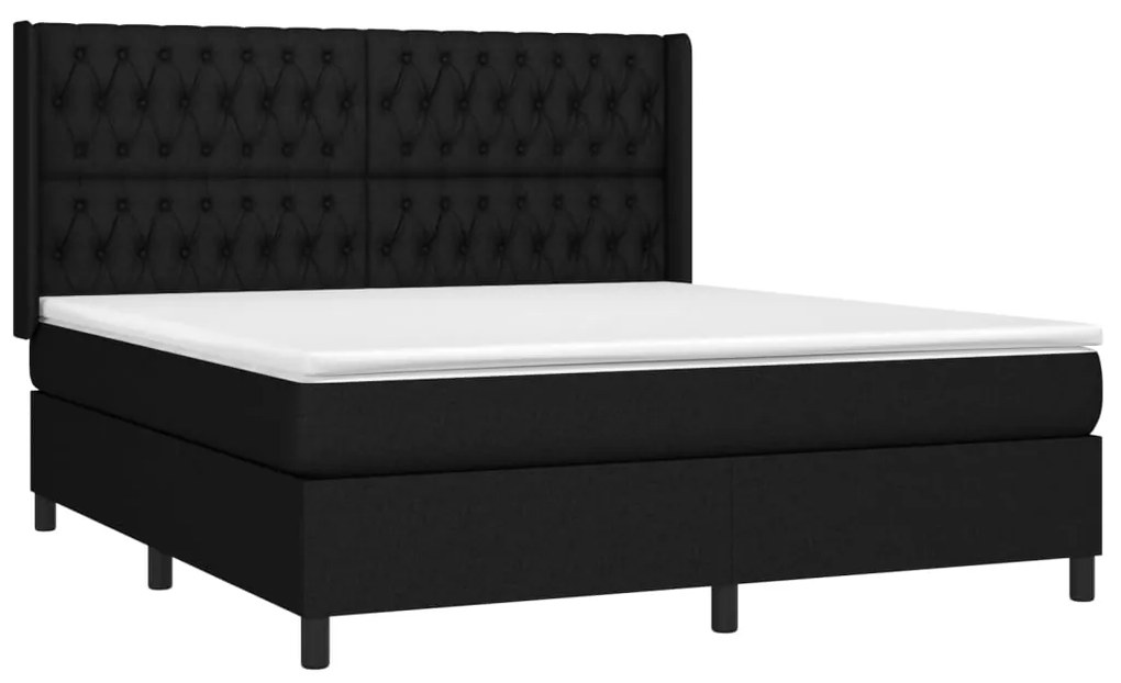 vidaXL Κρεβάτι Boxspring με Στρώμα Μαύρο 180x200 εκ. Υφασμάτινο