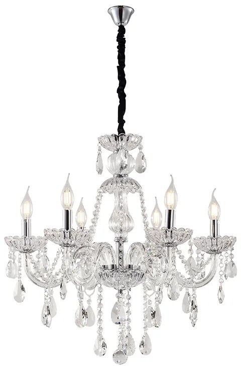 Artekko Chandelier Πολυέλαιος 8φωτος Διάφανο Κρύσταλλο (80x80x70)cm