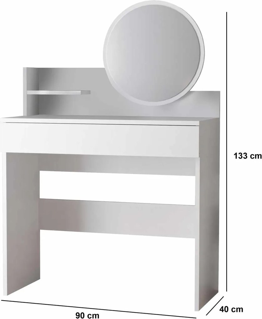 Make-Up Table Harmony Mini Round - White White