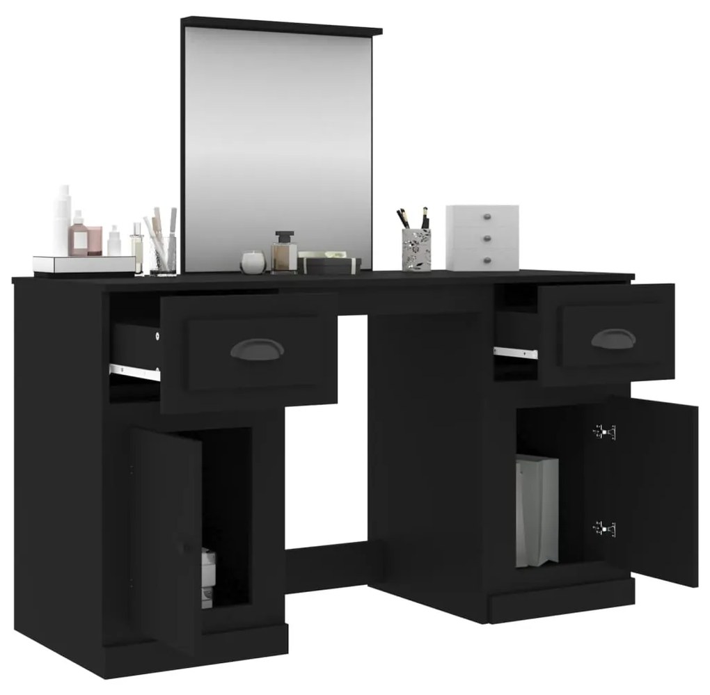 vidaXL Μπουντουάρ με Καθρέφτη Μαύρο 130x50x132,5 εκ.
