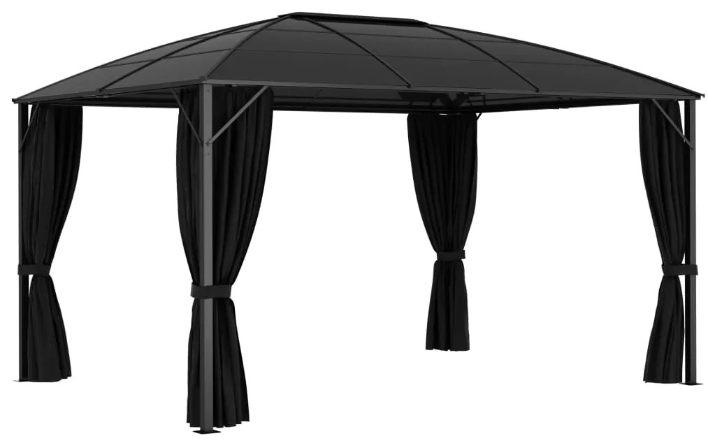 vidaXL Κιόσκι με Κουρτίνες Ανθρακί 400 x 300 x 265 εκ.