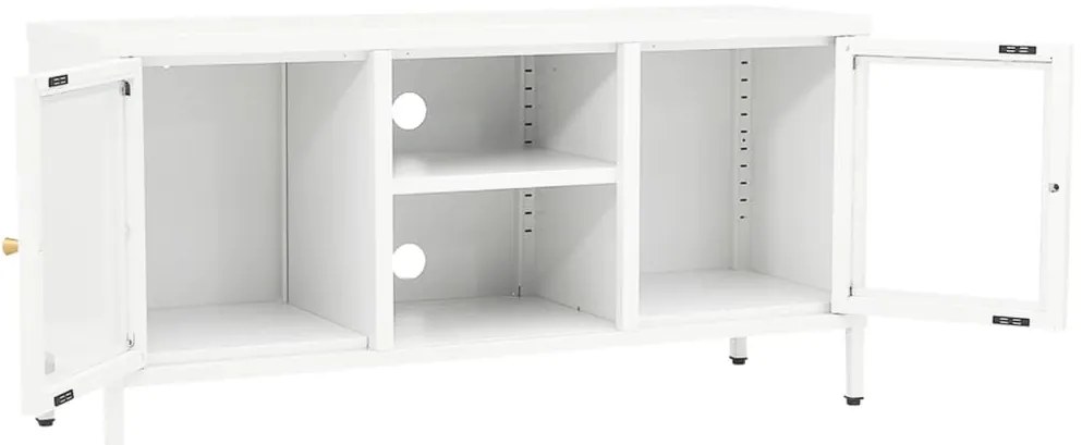 vidaXL Έπιπλο Τηλεόρασης Λευκό 105 x 35 x 52 εκ. από Ατσάλι και Γυαλί