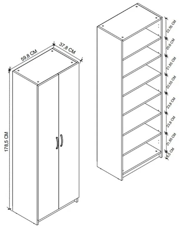 ΠΑΠΟΥΤΣΟΘΗΚΗ RENSO MEGAPAP ΔΙΦΥΛΛΗ ΧΡΩΜΑ ΛΕΥΚΟ 59,8X37,8X178,5ΕΚ.