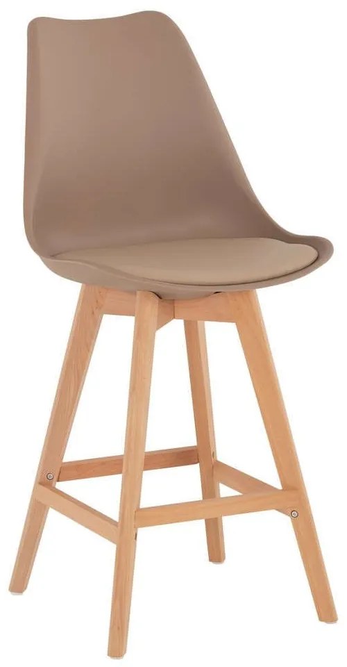 Σκαμπό Μπαρ Vegas HM8000.55 Μεσαίου Ύψους 47x58x103cm Cappuccino-Natural Wood, Polypropylene