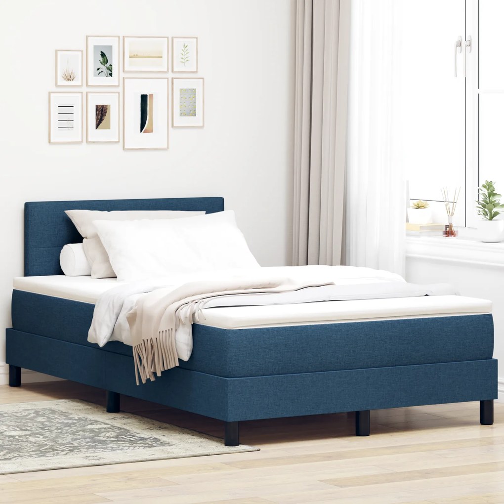 vidaXL Κρεβάτι με Σπρινγκ και Στρώμα Μπλε 120x200 εκ. Ύφασμα