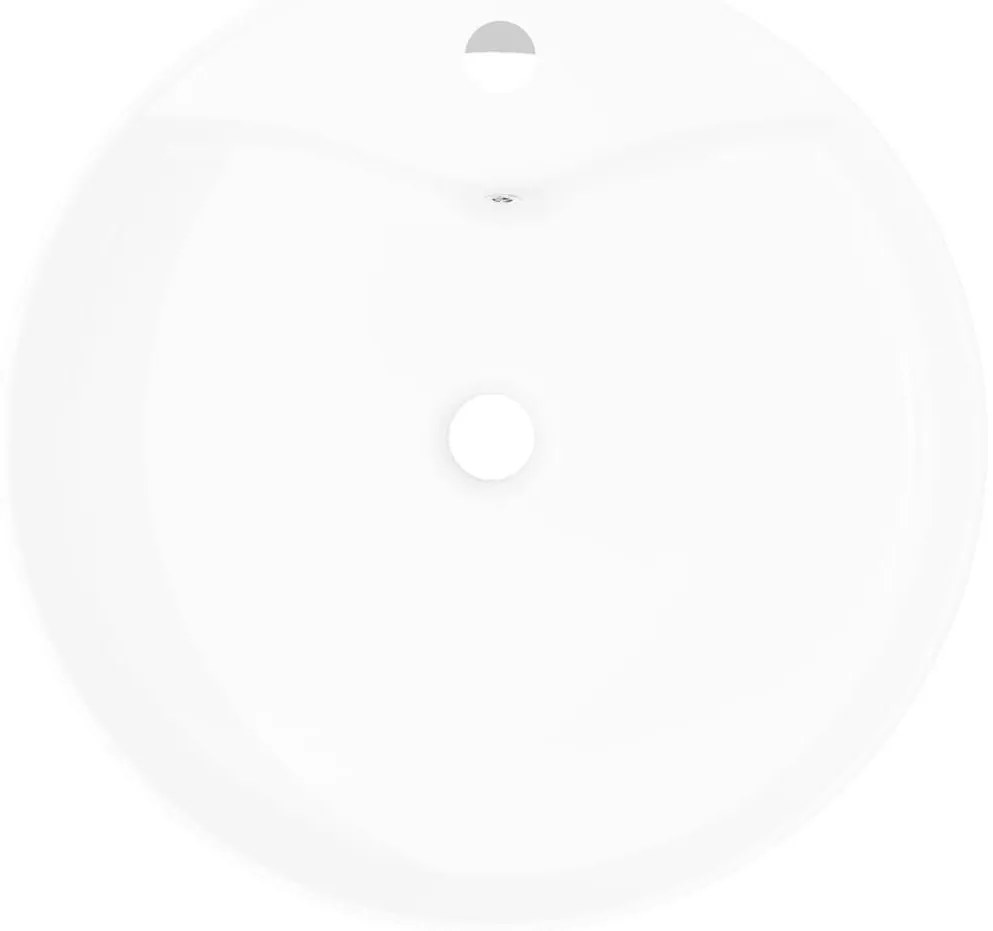 Νιπτήρας Κυκλικός με Οπή Βρύσης / Υπερχείλισης Λευκός Κεραμικός - Λευκό