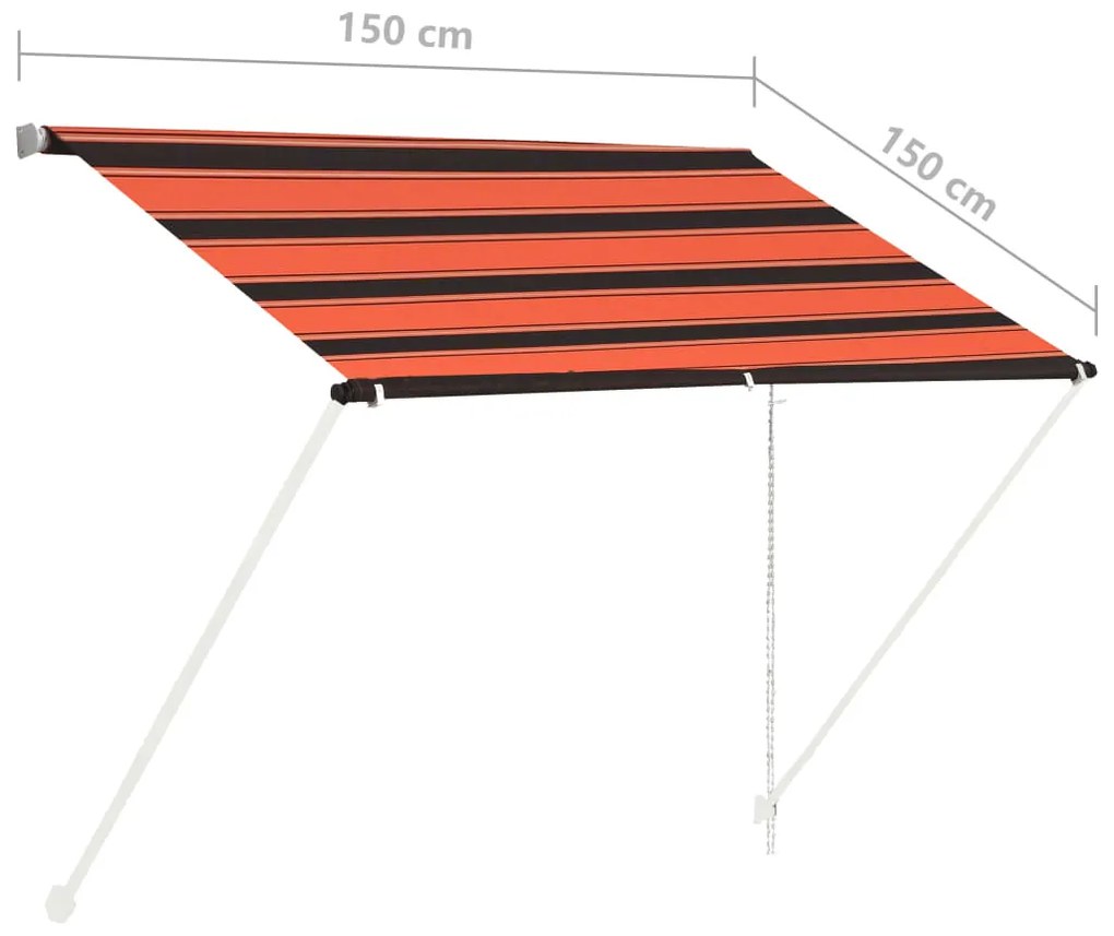 Τέντα Συρόμενη Πορτοκαλί / Καφέ 150 x 150 εκ. - Πολύχρωμο