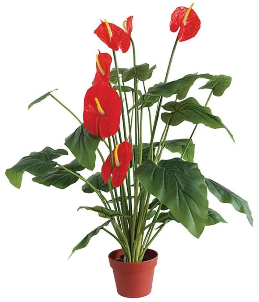 Τεχνητό Φυτό Σε Γλάστρα Ανθούριο 04-00-77065 95cm Green-Red Marhome Συνθετικό Υλικό
