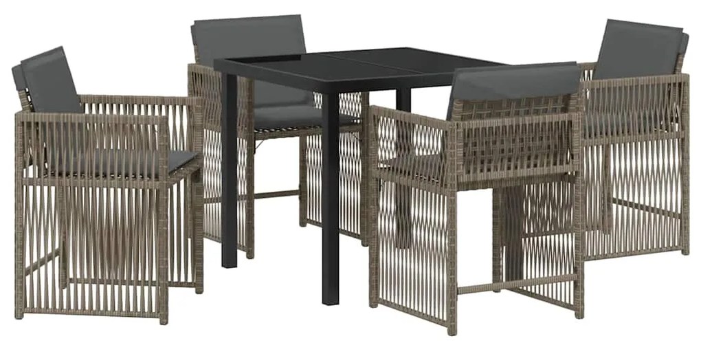 vidaXL Σέτ φαγητού για κήπο 5 pcs Γκρι συνθετικό ρατάν