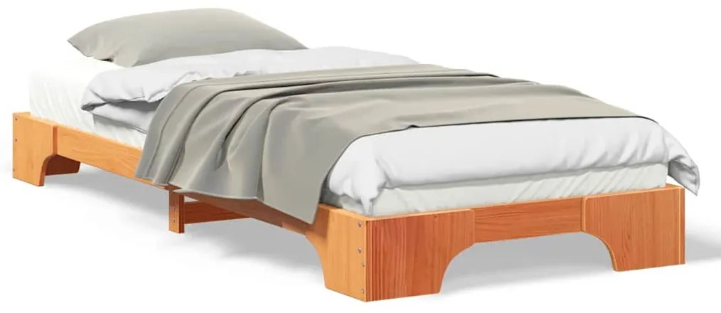 vidaXL Κρεβάτι δαπέδου με αποθήκευση Καφέ 100 x 220 cm ξύλο
