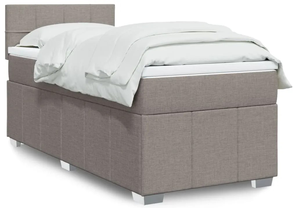 Κρεβάτι Boxspring με Στρώμα Taupe 100 x 200 εκ. Υφασμάτινο