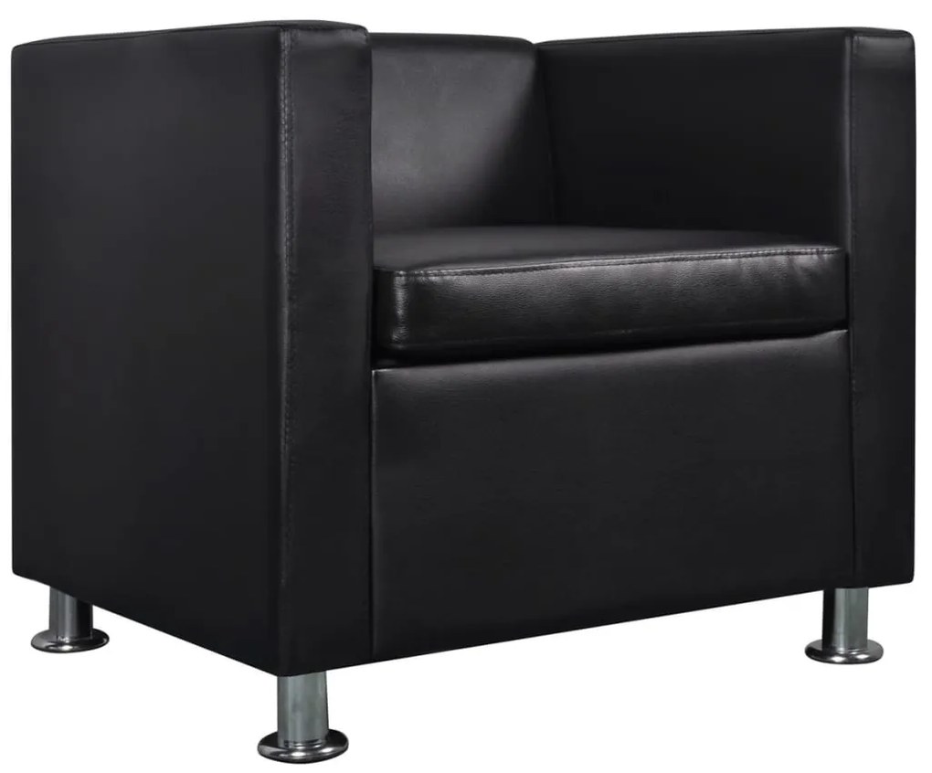 vidaXL Πολυθρόνα Μαύρη από Συνθετικό Δέρμα