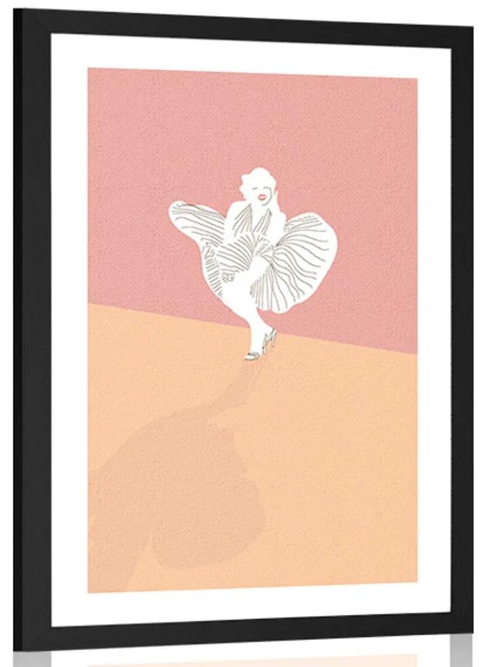 Αφίσα με πασπαρτού Μέριλιν Μονρόε - 40x60 white