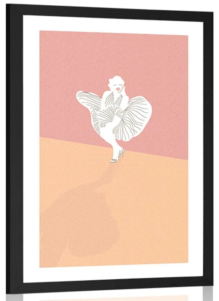 Αφίσα με πασπαρτού Μέριλιν Μονρόε - 60x90 white