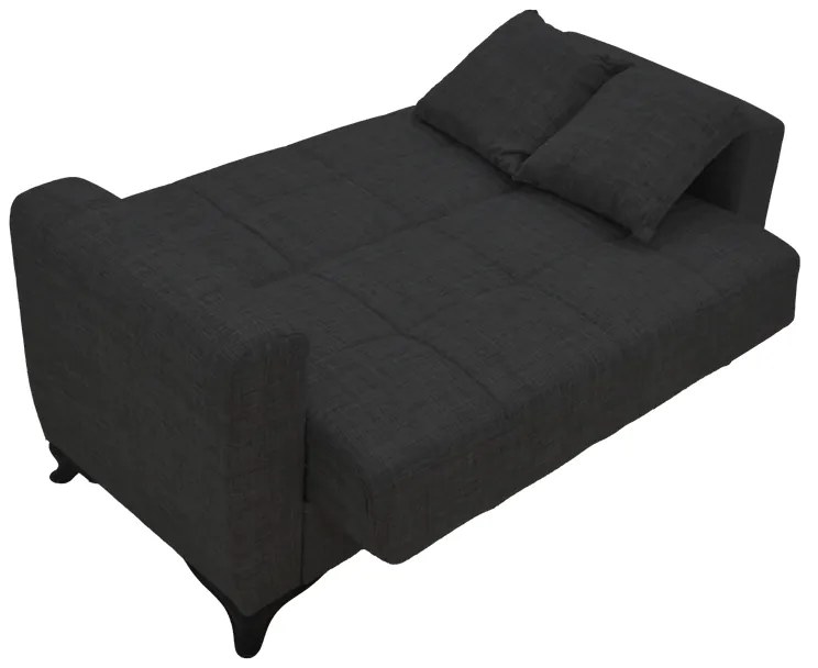 Καναπές-κρεβάτι με αποθηκευτικό χώρο διθέσιος Modestole pakoworld ανοιχτό μαύρο ύφασμα 155x85x80εκ