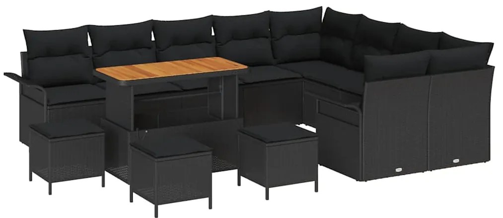 vidaXL Σετ Καναπέ Κήπου με μαξιλάρι 13 pcs Μαύρο 110 x 55 x 71 εκ